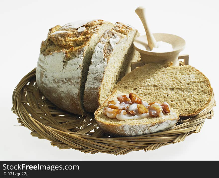 Bread with lard and scraps. Bread with lard and scraps