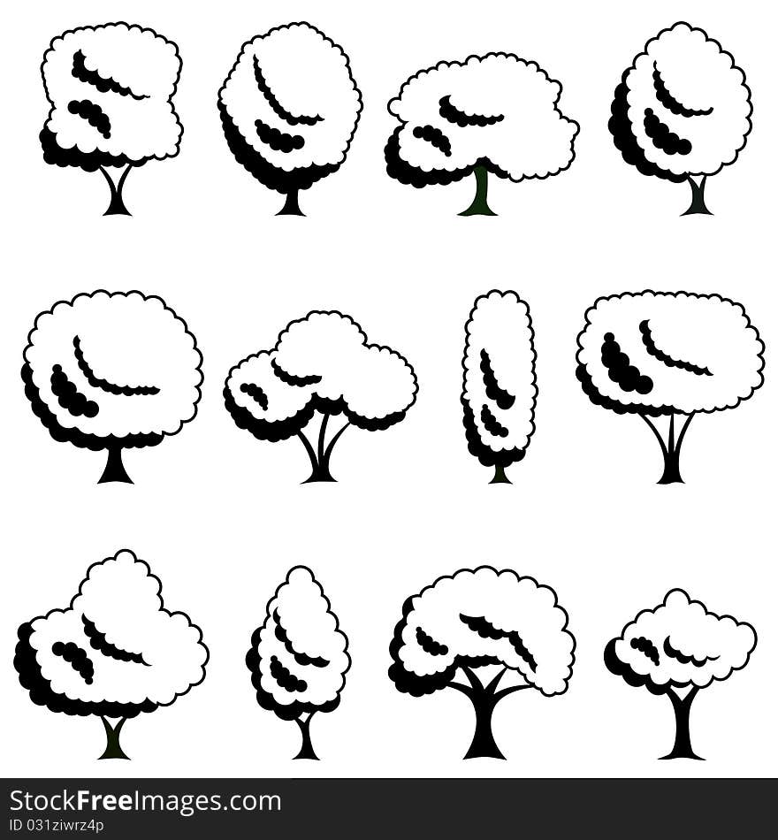 Vector set of drawing tree illustration . Vector set of drawing tree illustration