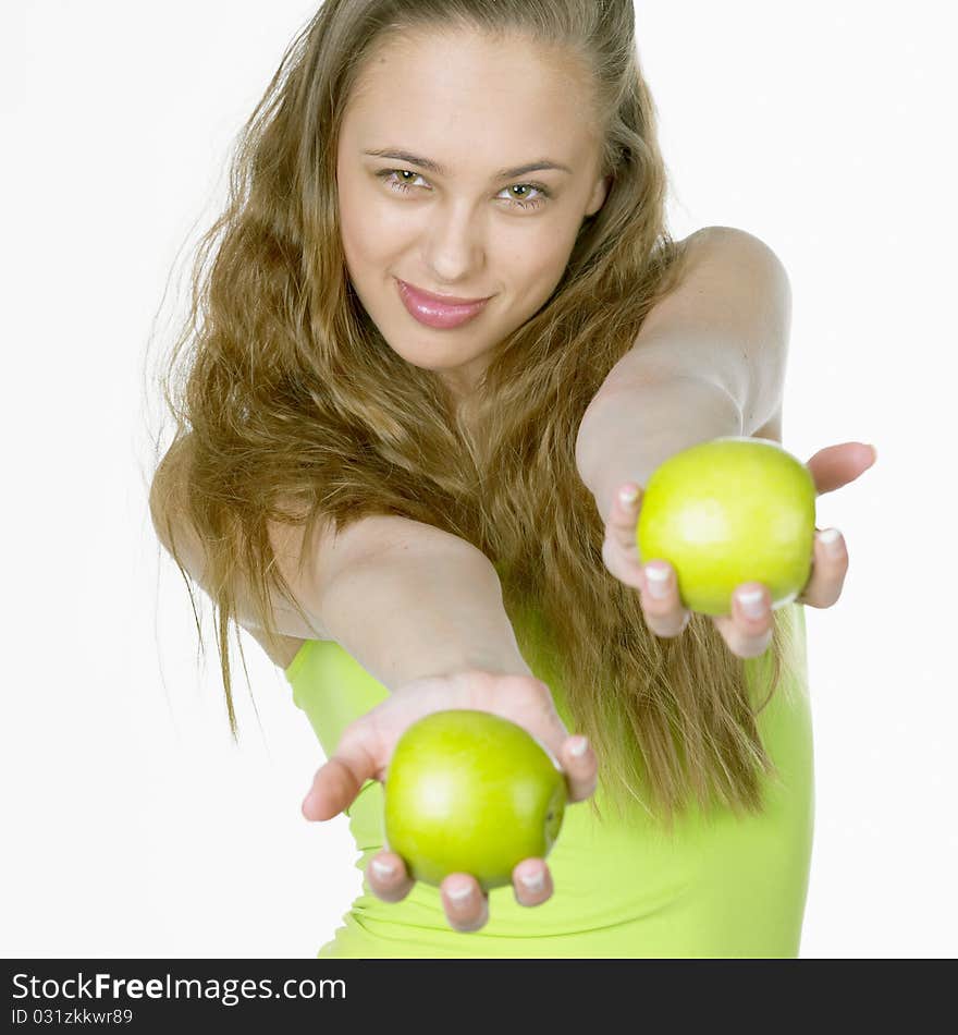 Woman with apples