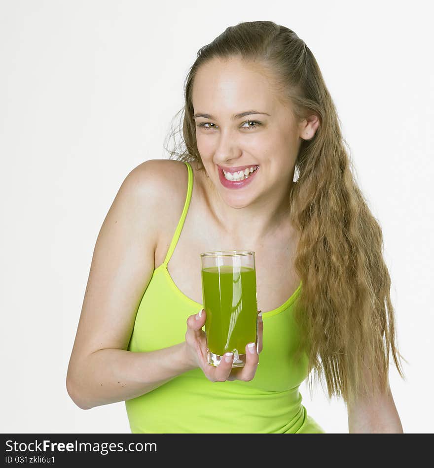 Woman with a glass of juice