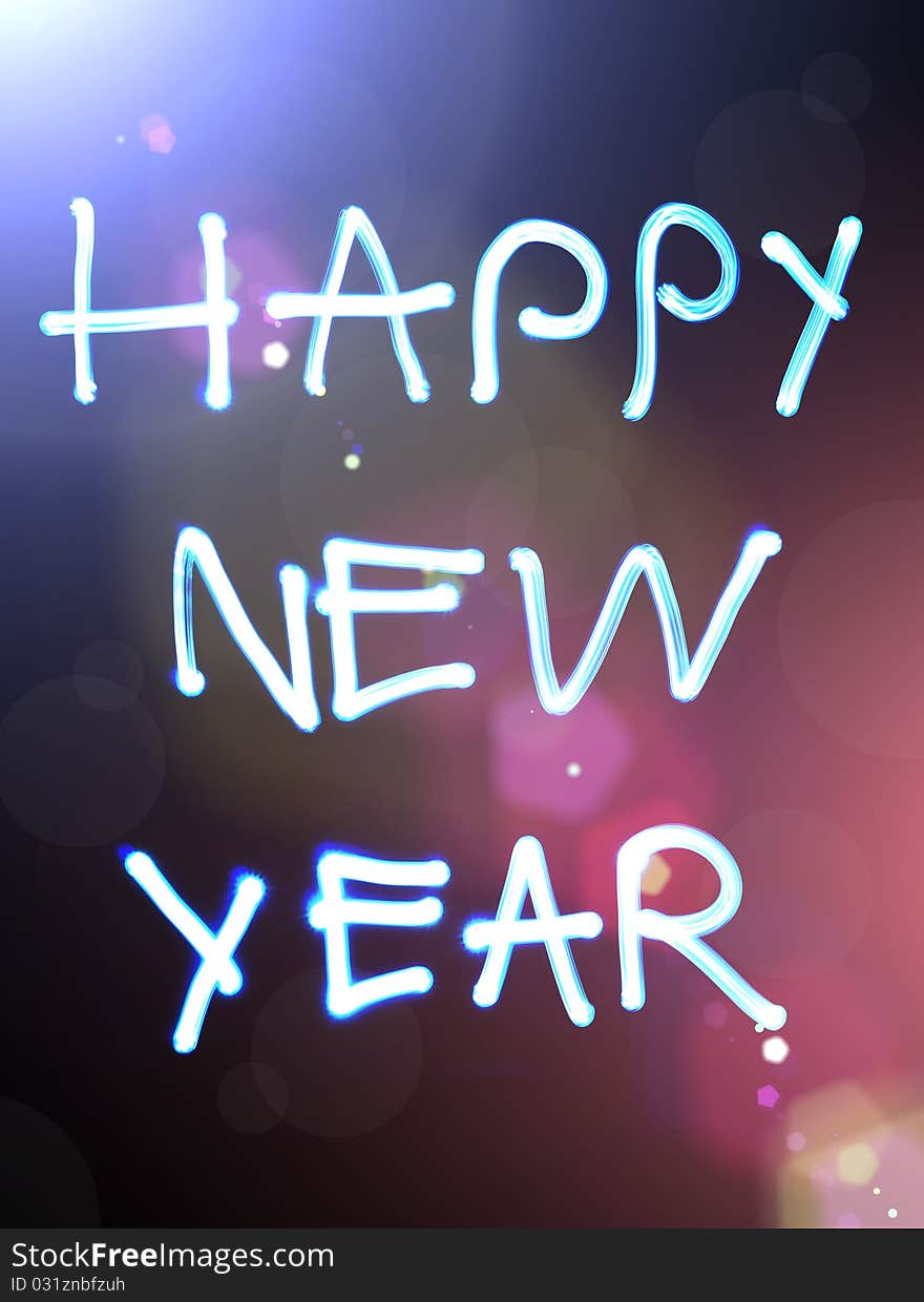 New year card with lighting text