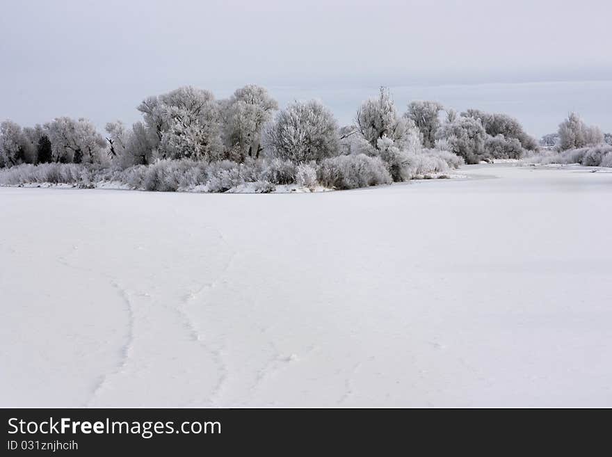 Winter on the Snake River near Blackfoot Idaho