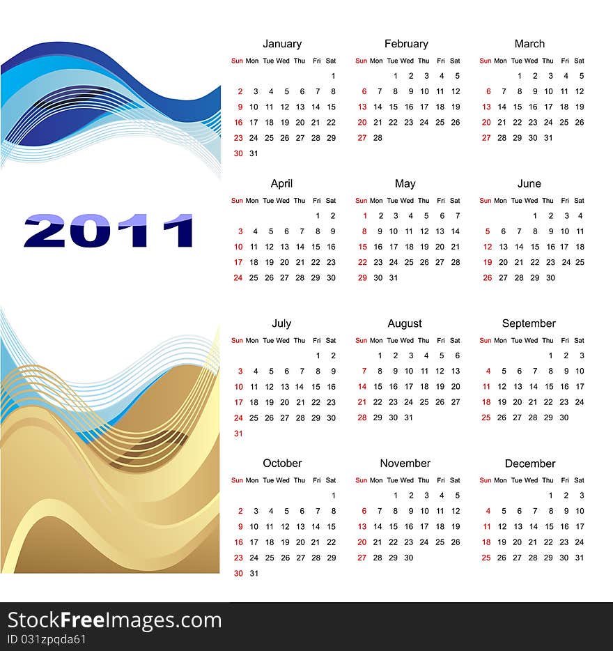 Calendar 2011 with abstract composition