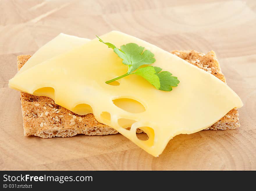 Healthy diet with crispbread on bred