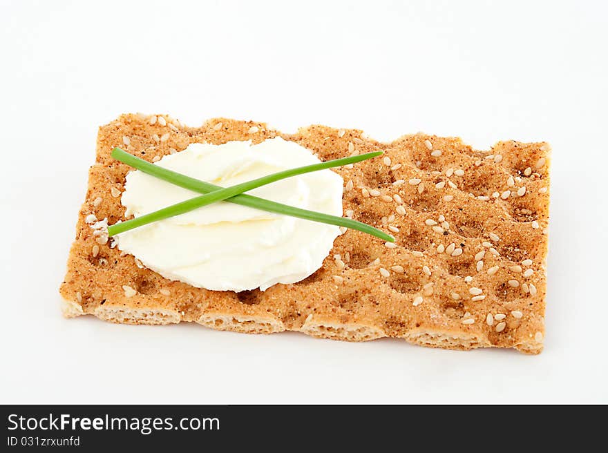 Healthy diet with crispbread on bred