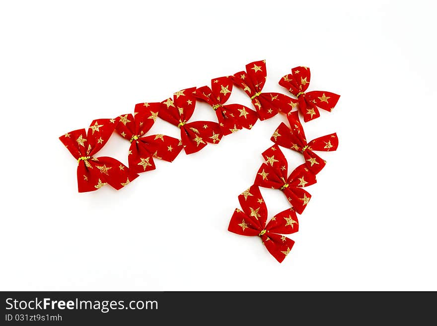 Butterflies red paper on a white background.