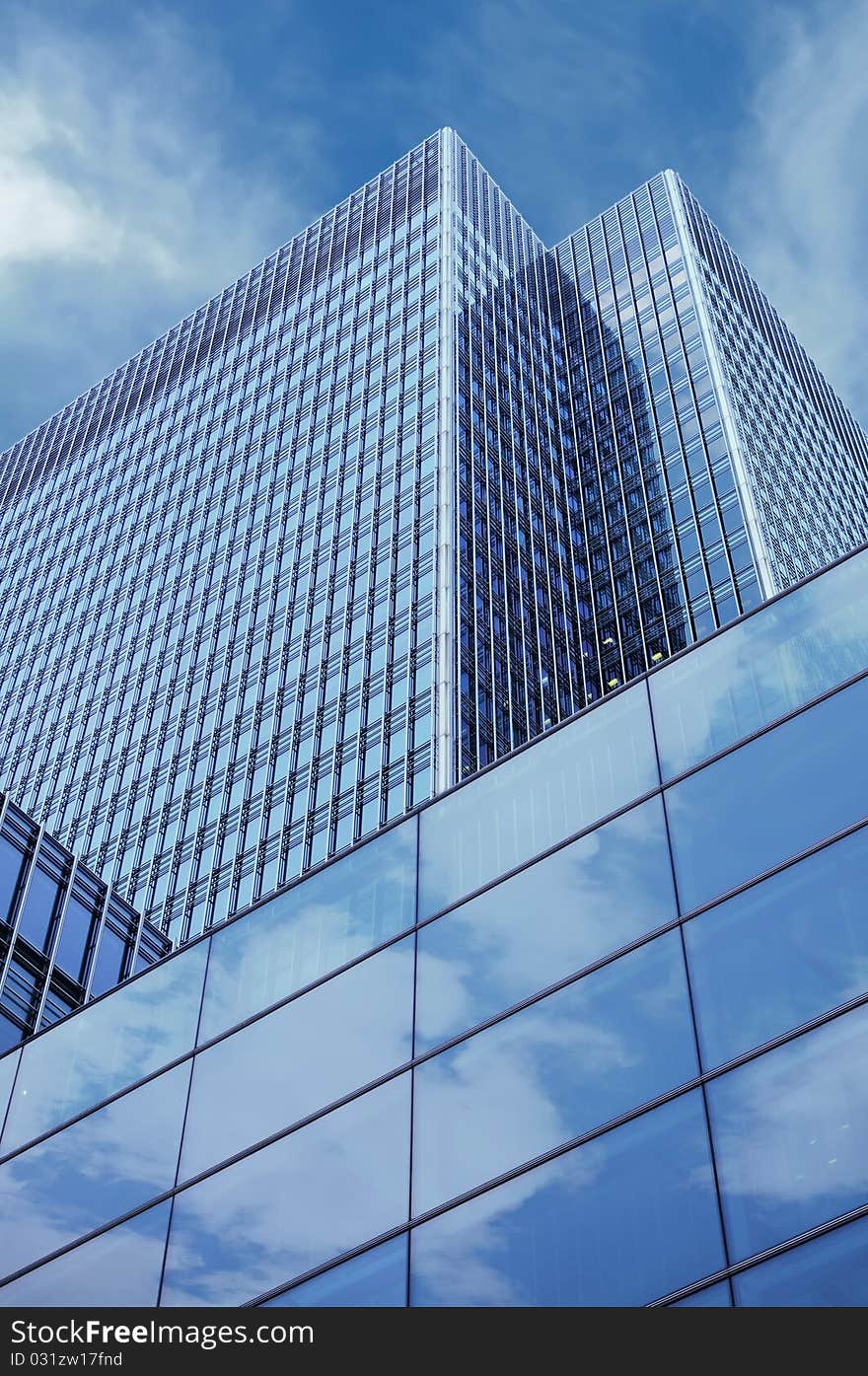 Steel and Glass Office Building. Blue toned.