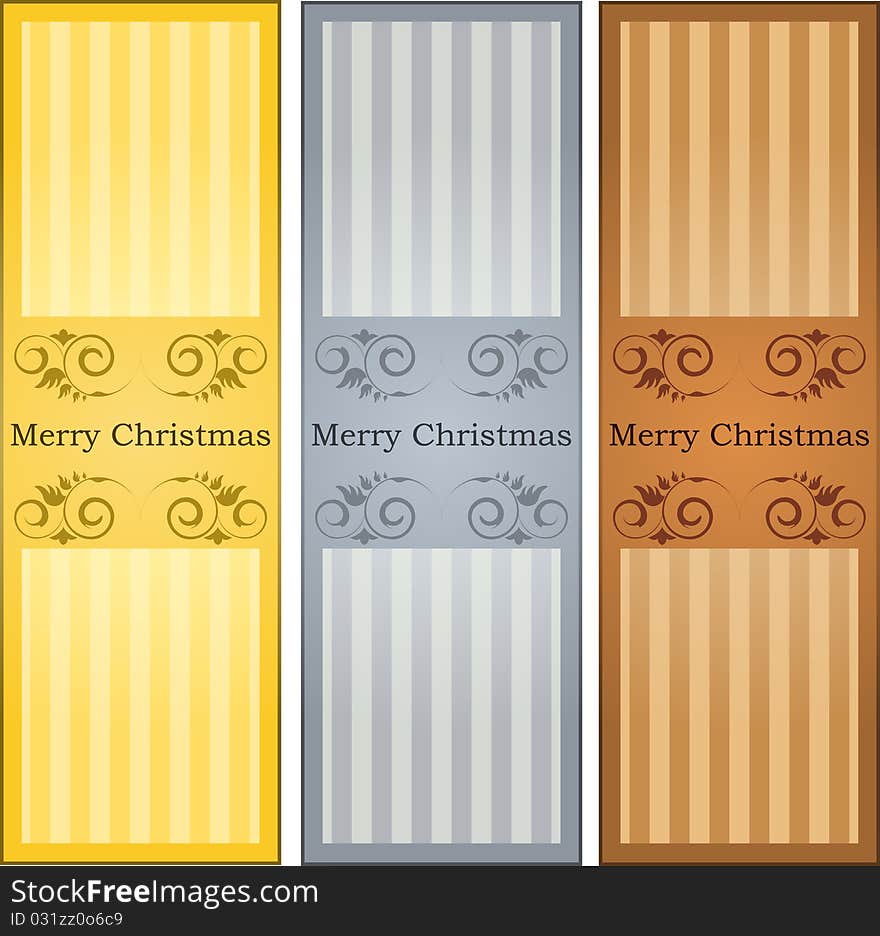 Christmas greating banners three colors. Christmas greating banners three colors