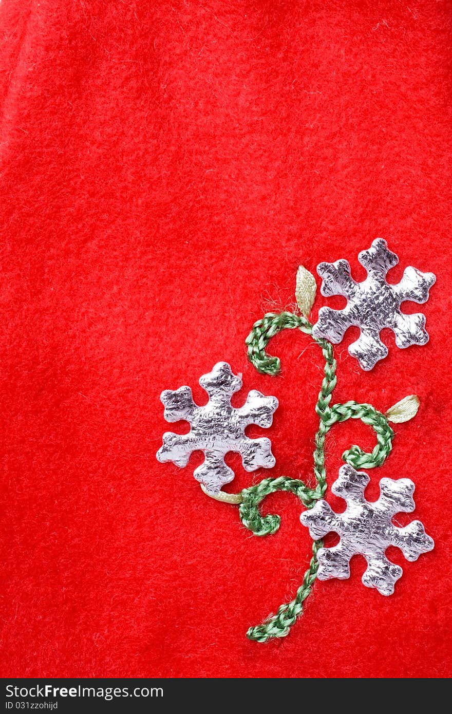 Snowflakes on red background