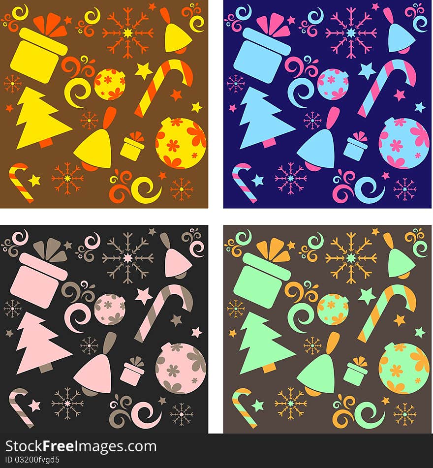 Four seamless christmas and new year backgrounds. Four seamless christmas and new year backgrounds