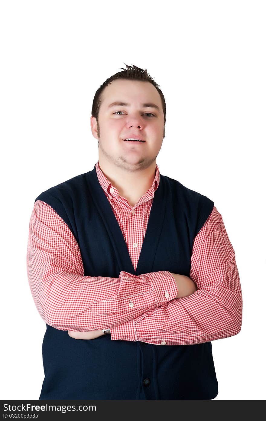 Young handsome businessman. Isolated over white background