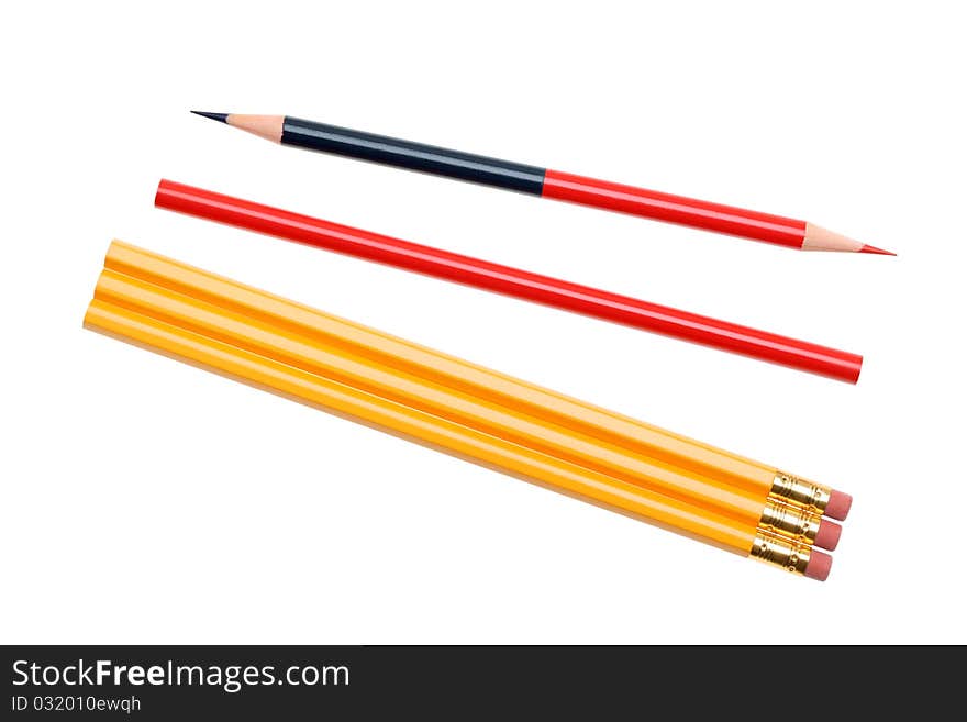 Pencils isolated on white background