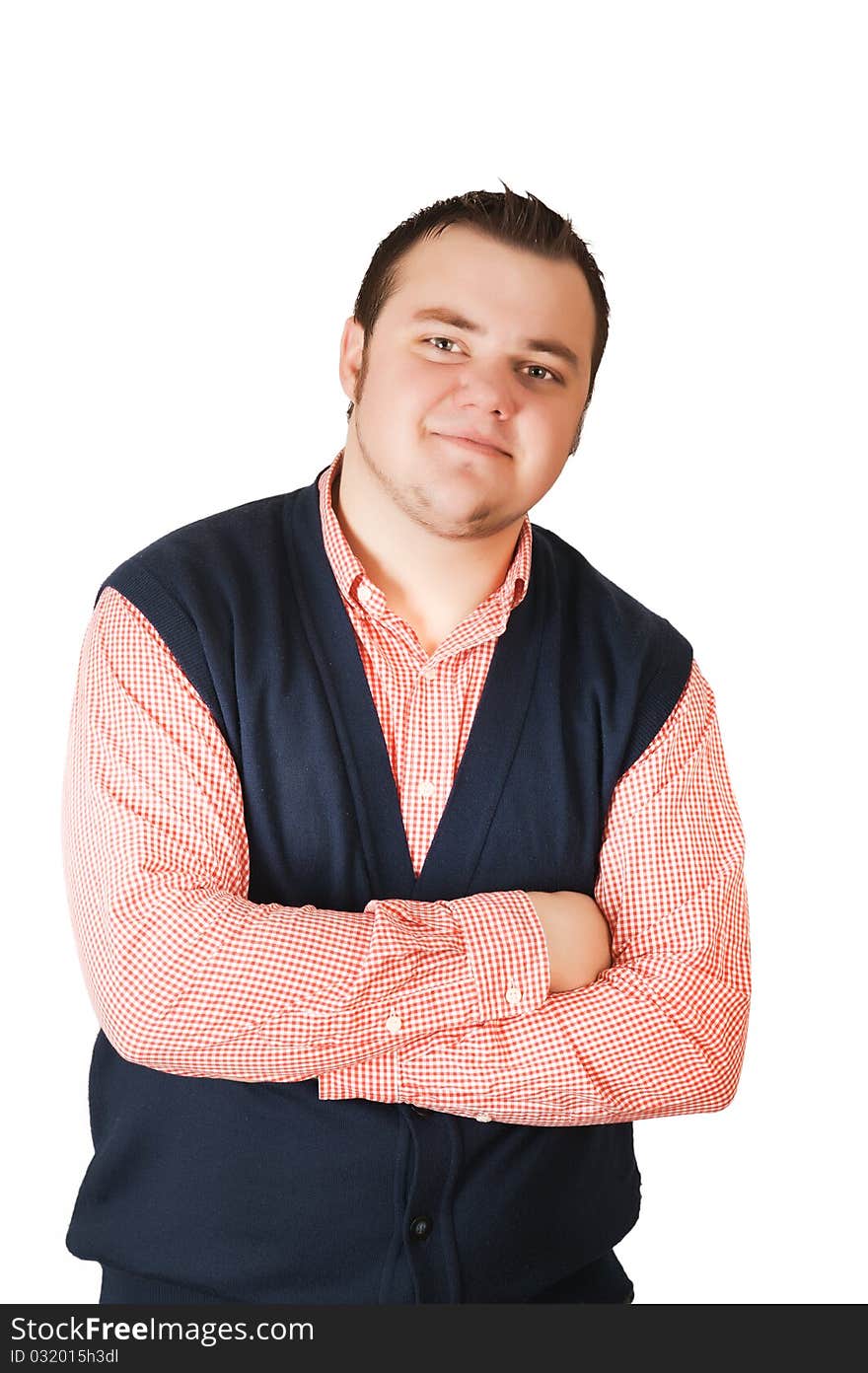 Young handsome businessman. Isolated over white background