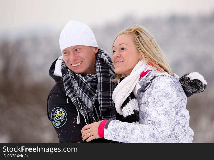 Young people in the snow. Young people in the snow