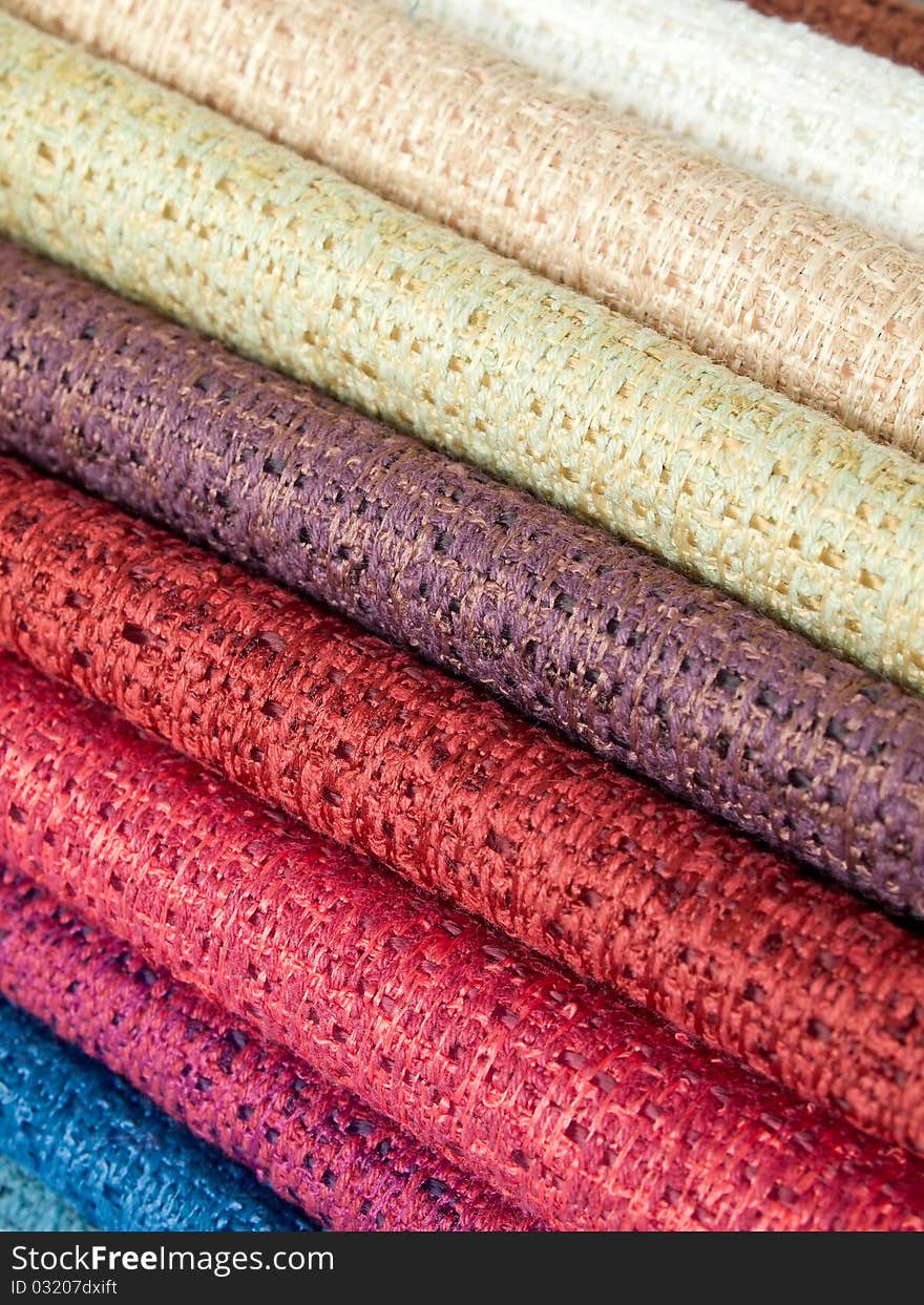 Many examples of colored cotton lining layer