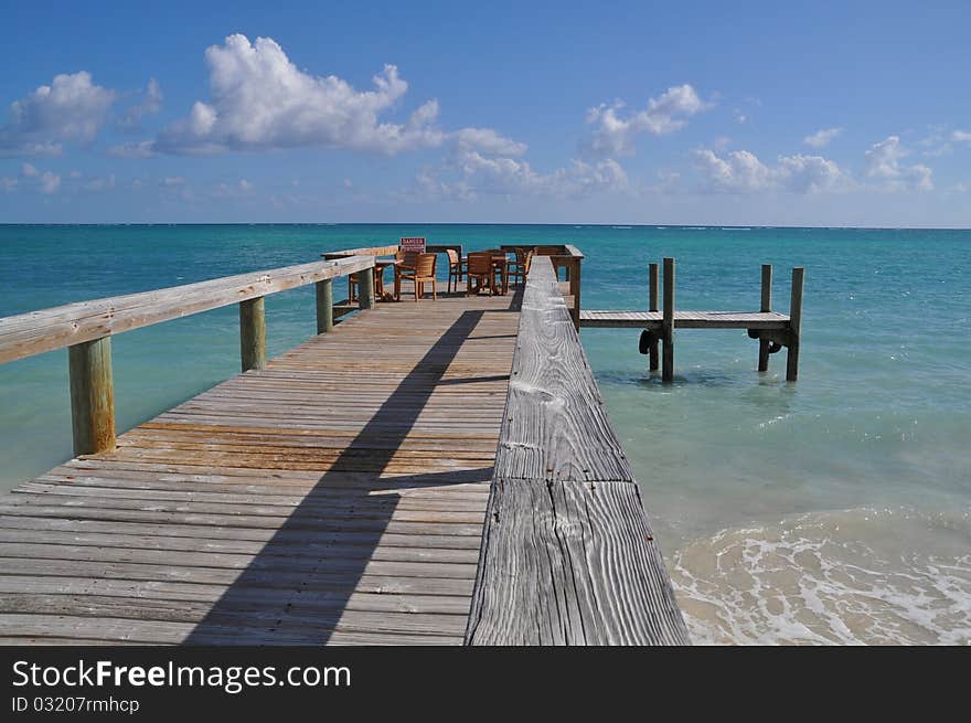 Wood pier at bahamas island