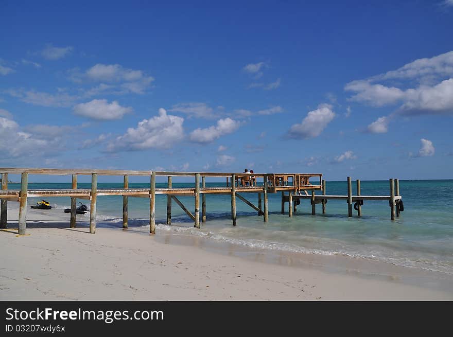 Wood pier at bahamas island