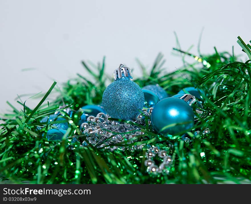 Blue and green Christmas decorations