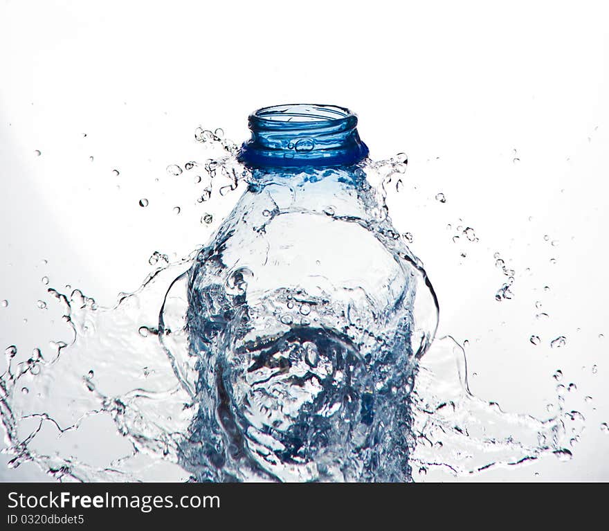 Water splashes frozen action on white background