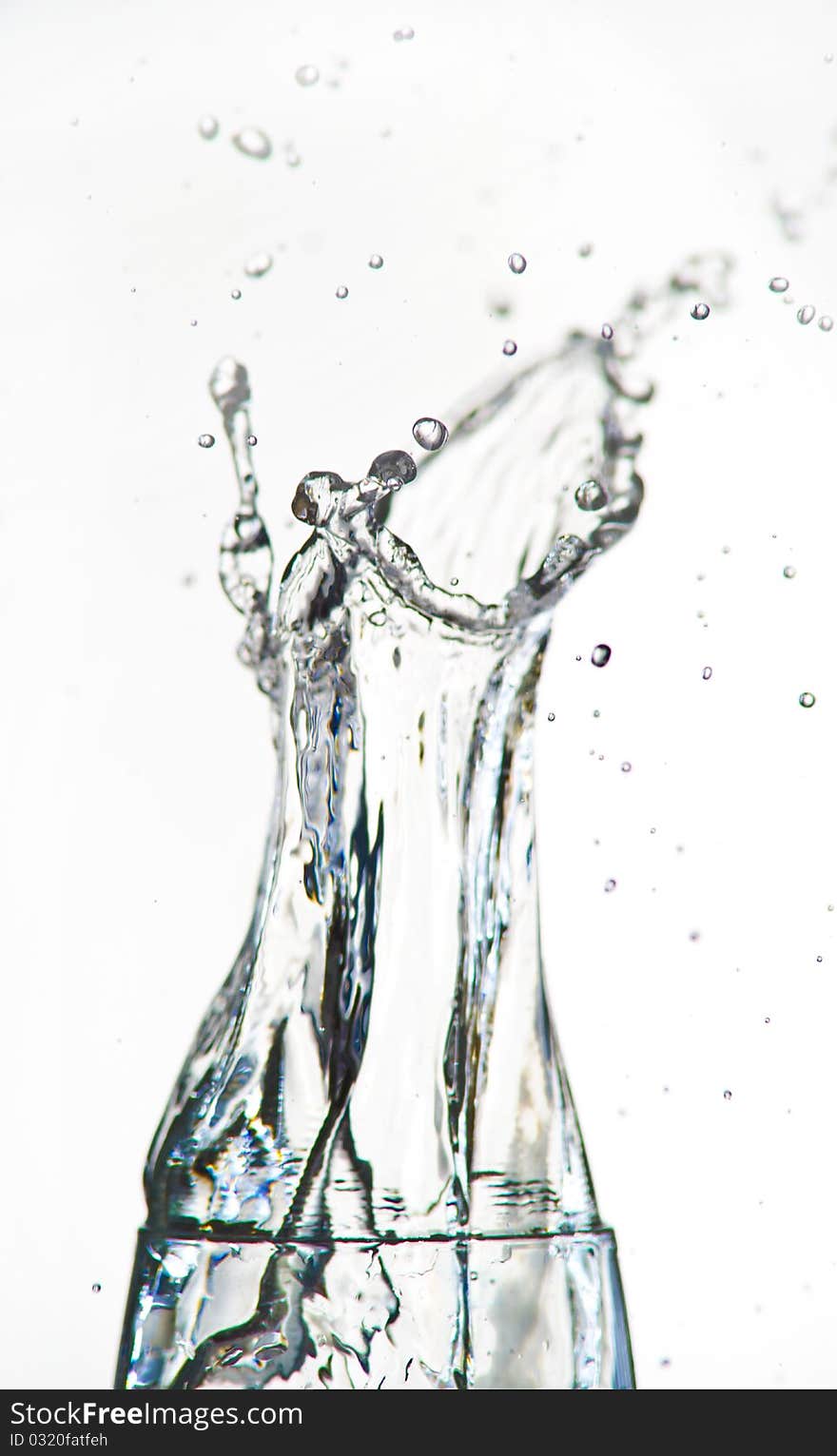 Water splashes frozen action on white background