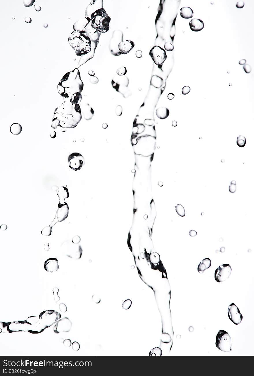 Water splashes frozen action on white background