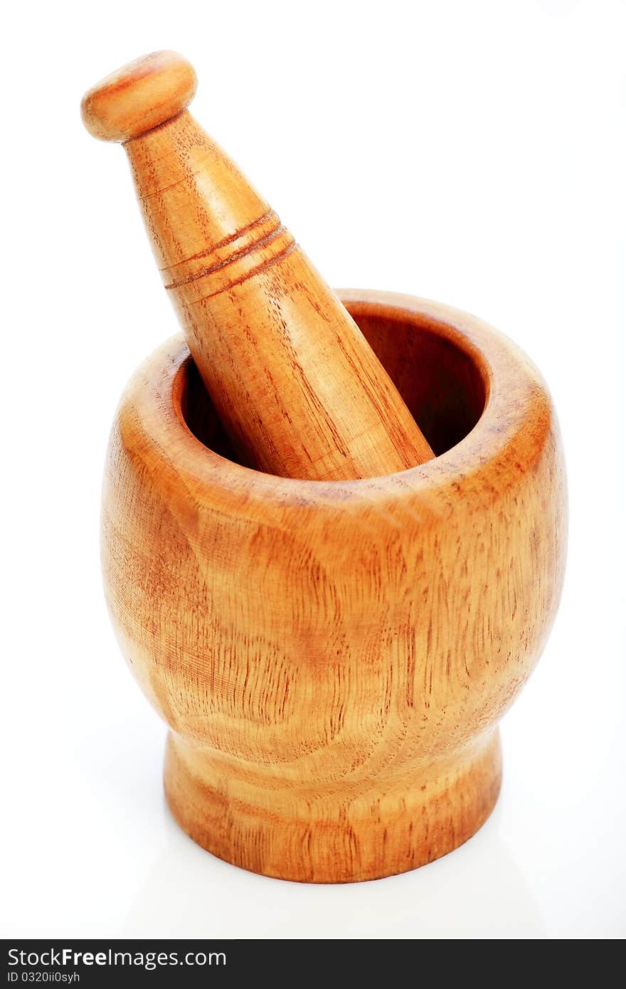 Wooden mortar with clipping path