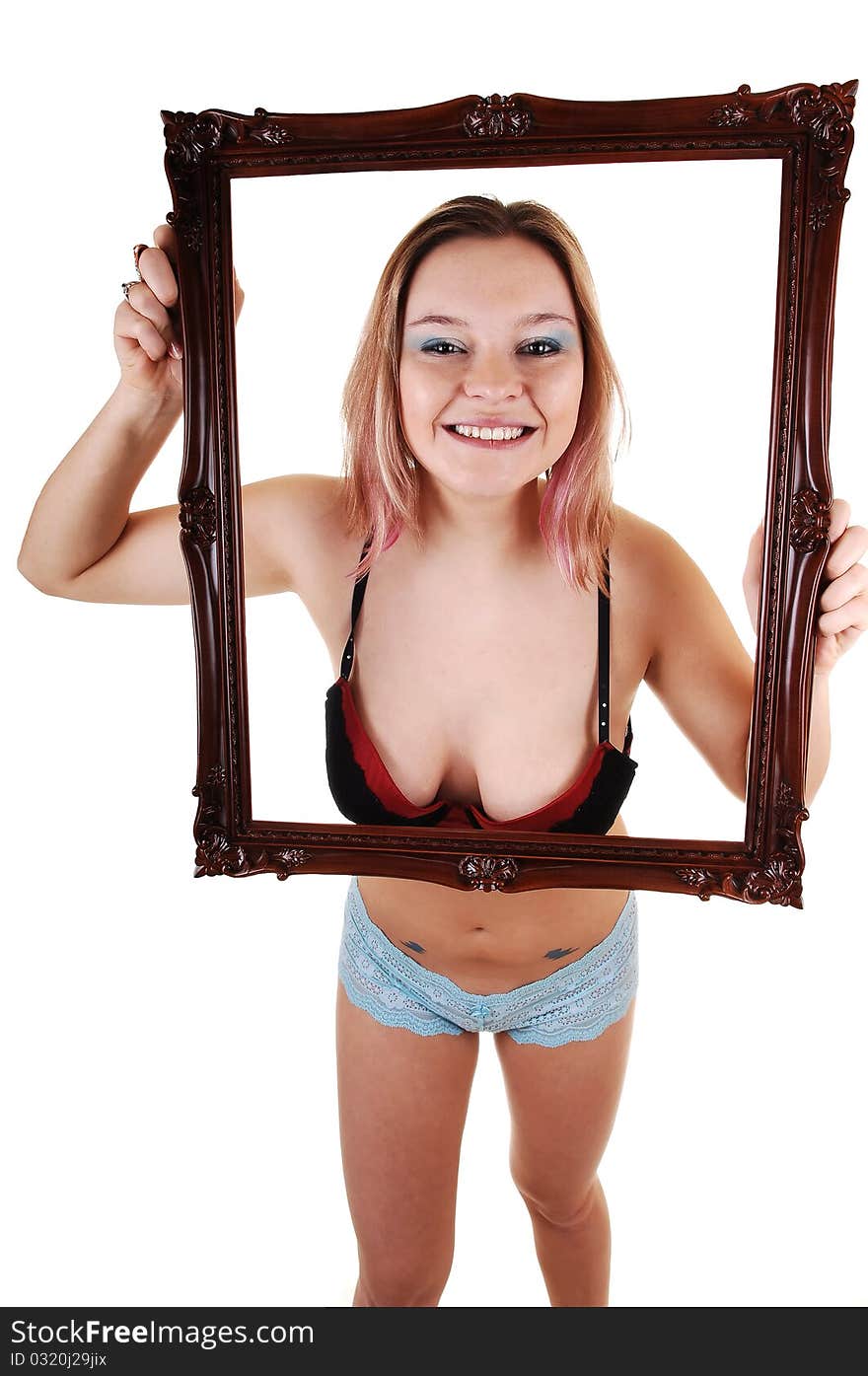 Girl Holding Frame Up.