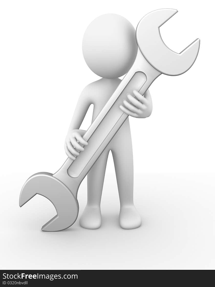 Man Holding A Wrench