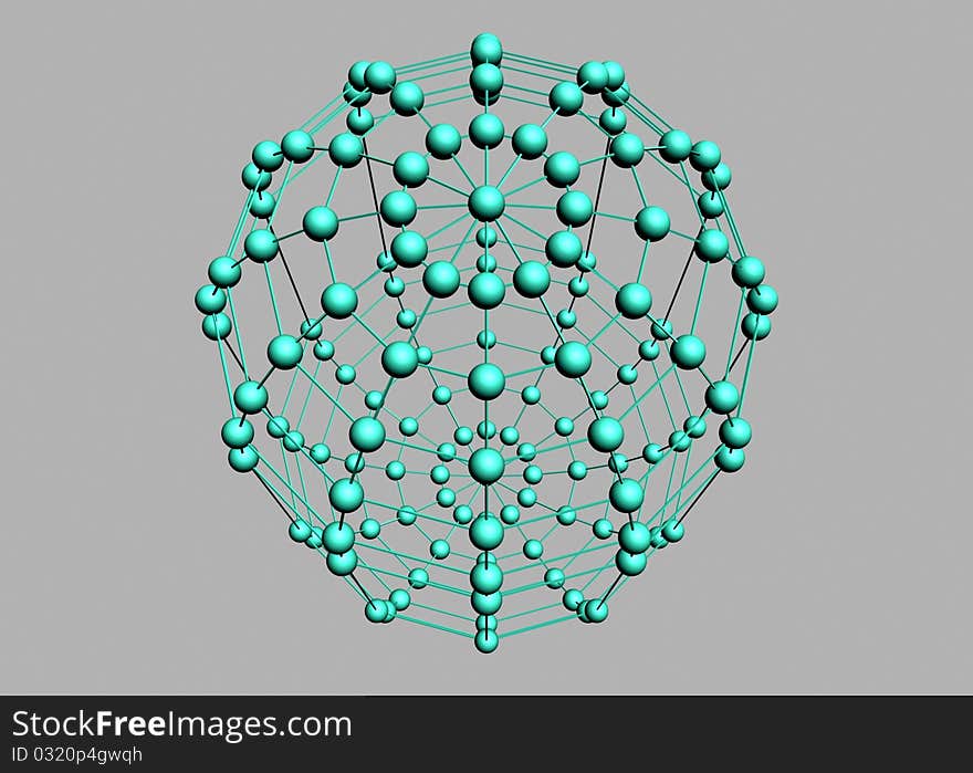 3D rendered spherical molecular structure