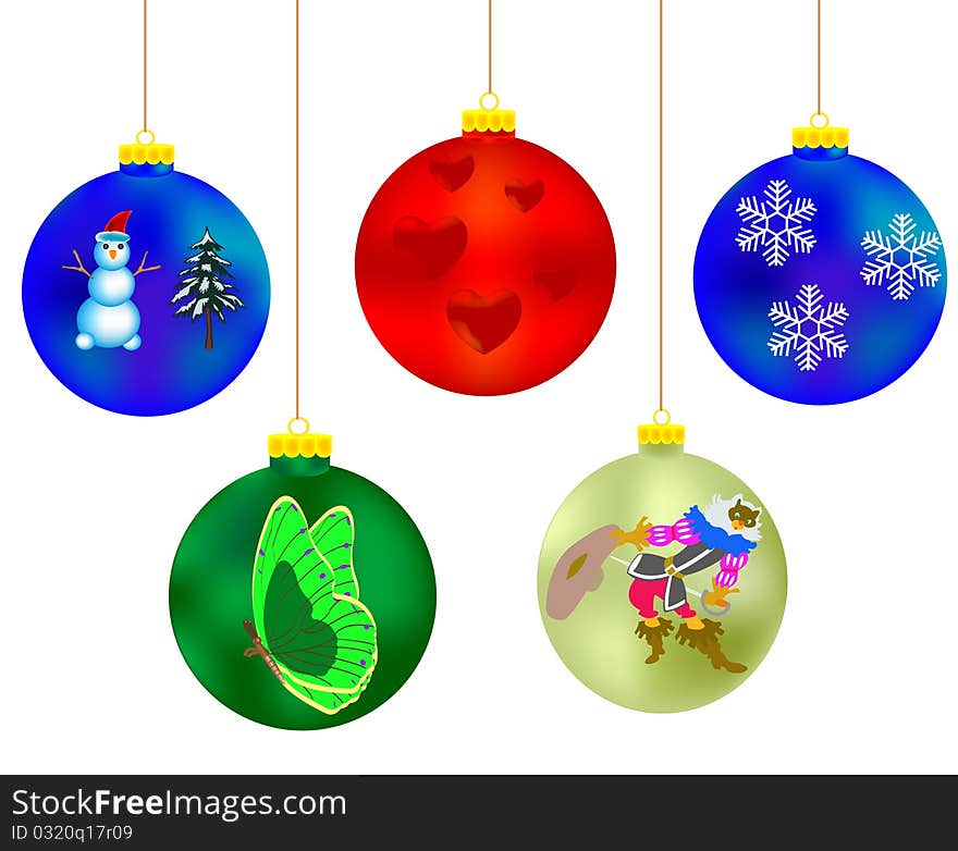 Toys for embellishment of the fir tree for new year. Toys for embellishment of the fir tree for new year