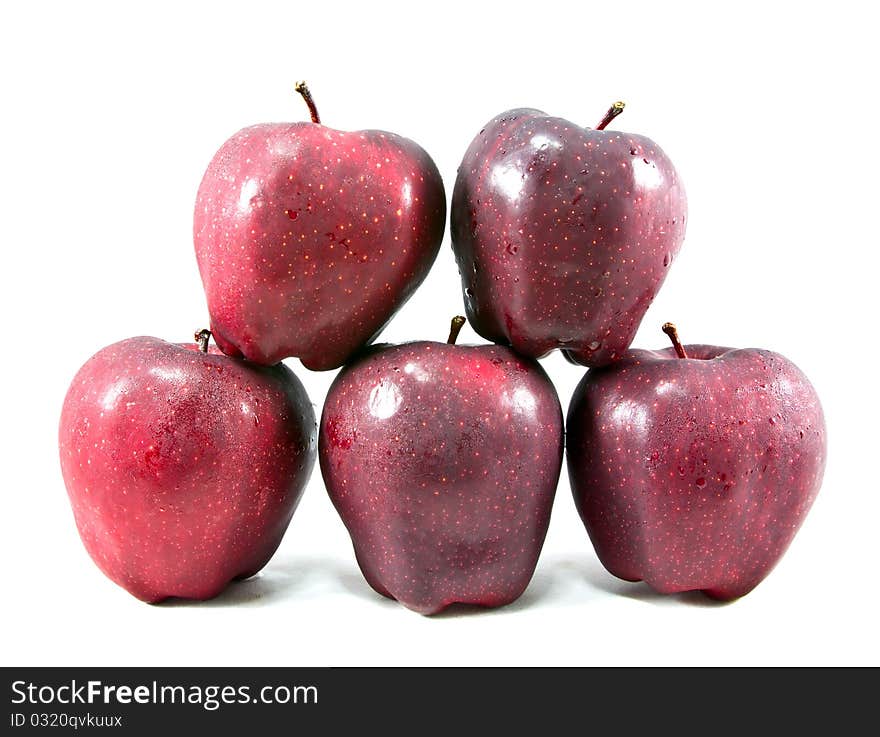 Five apple balance isolated on white