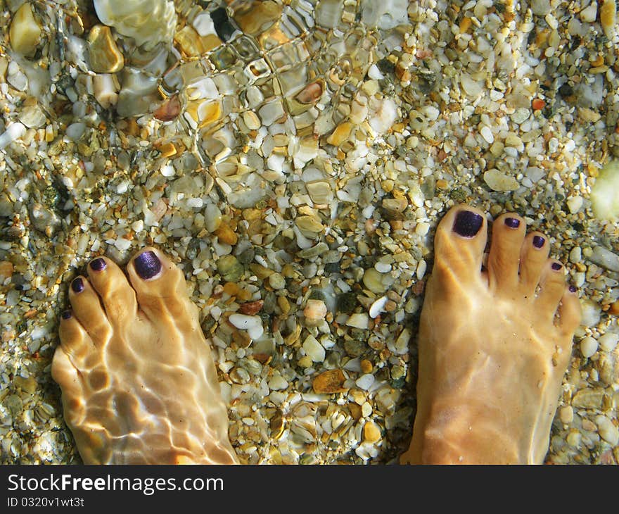 Nice legs in water sea