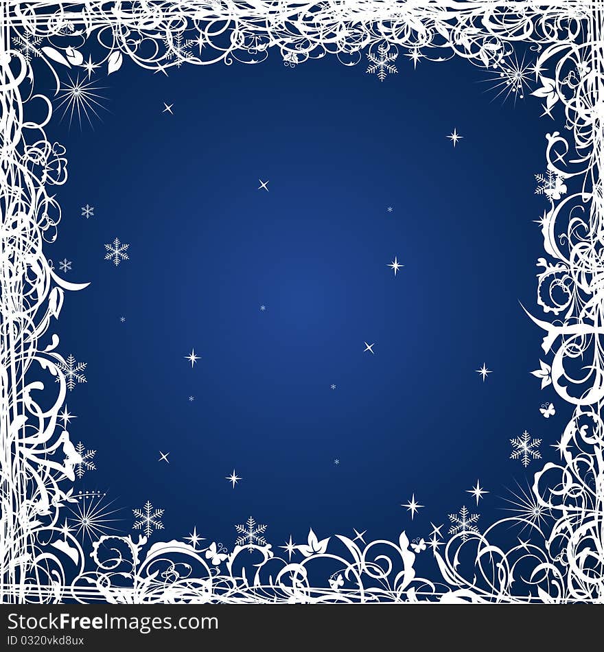 Grunge Christmas frame with snowflakes, element for design - vector