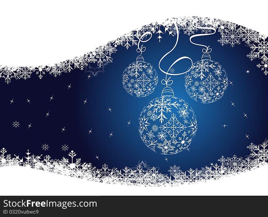 Illustration christmas background with balls made of snowflakes - vector