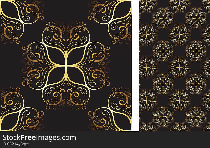 Seamless abstract gold and black background. Seamless abstract gold and black background