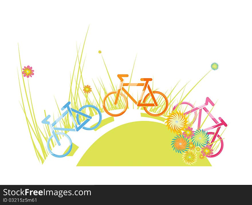 Cyclists in the meadow A