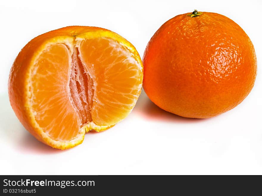 Mandarin oranges isolated on white background