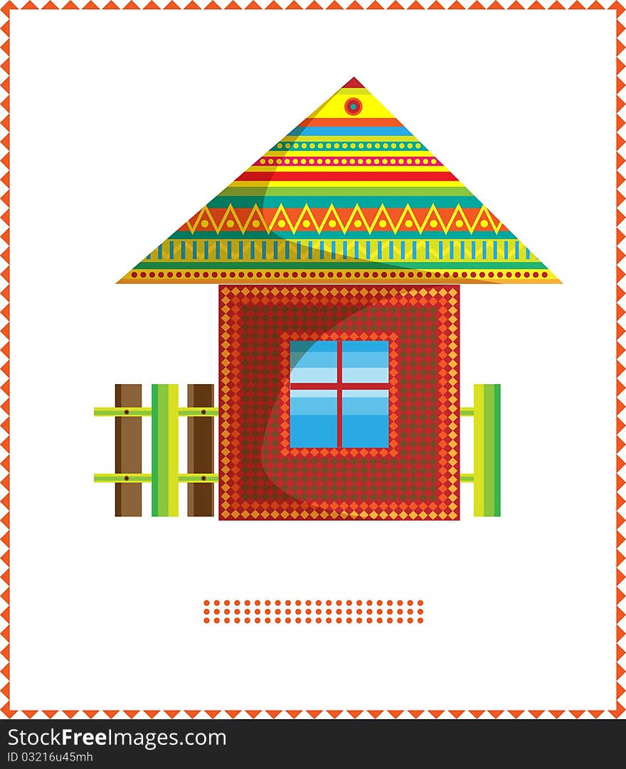 House in popular style with patterns. Illustration. House in popular style with patterns. Illustration