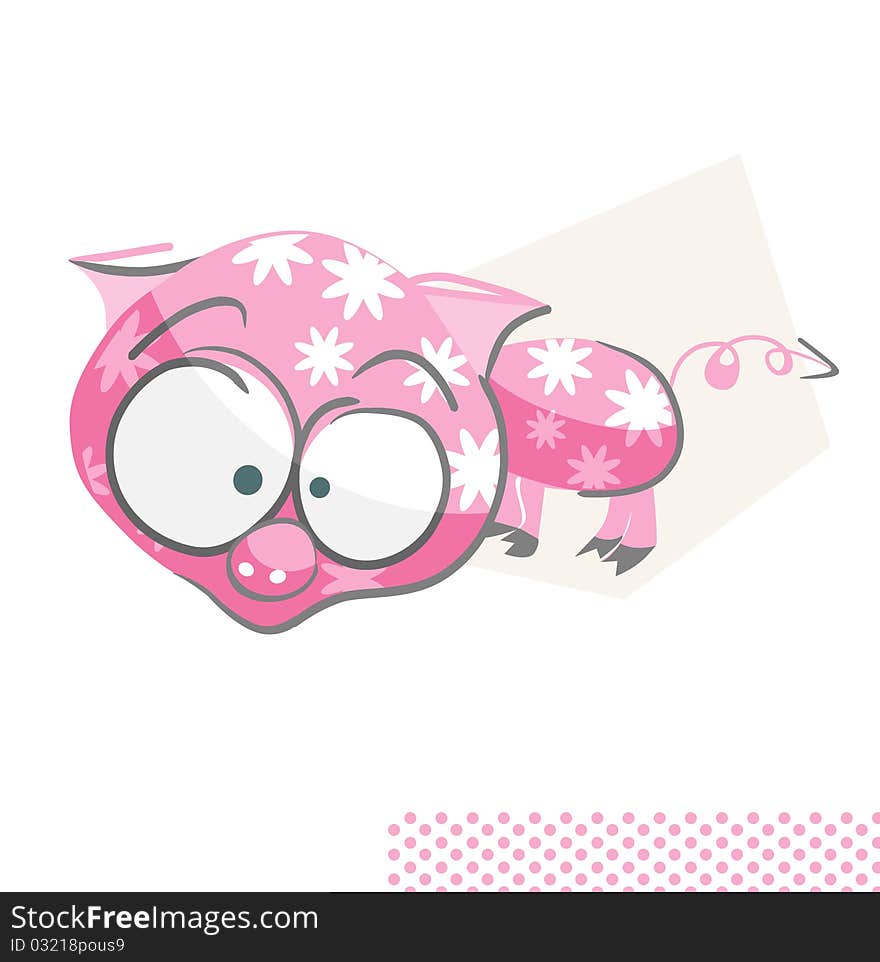 Pink pig with the texture of flowers. Illustration. Pink pig with the texture of flowers. Illustration