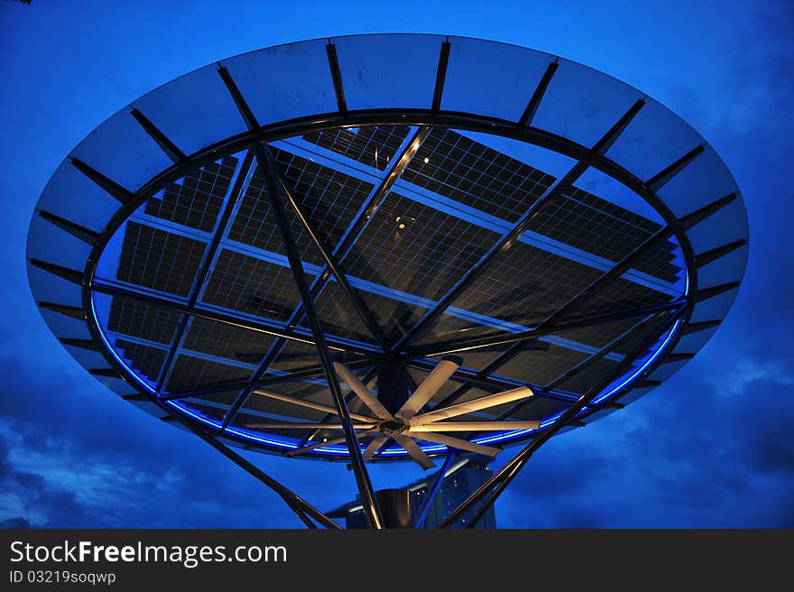 Solar energy panel in the city