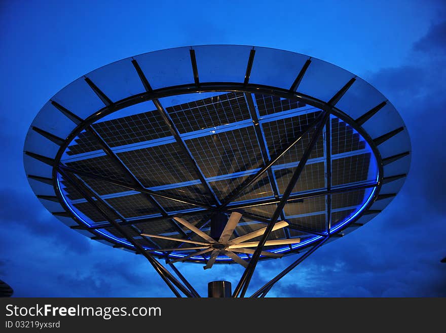 Solar energy panel in the city