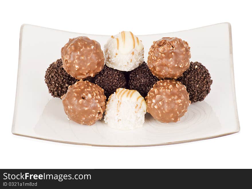 Plate of various chocolate