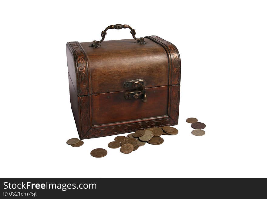 Treasure chest isolated on white background