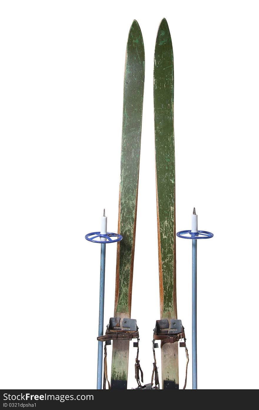 Pair of ancient wooden skis