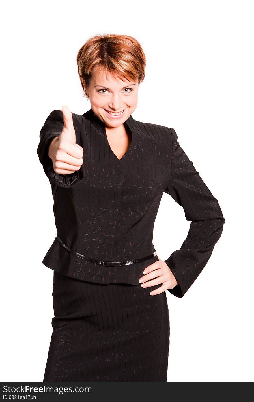 Close-up of a young woman showing thumbs up. Close-up of a young woman showing thumbs up