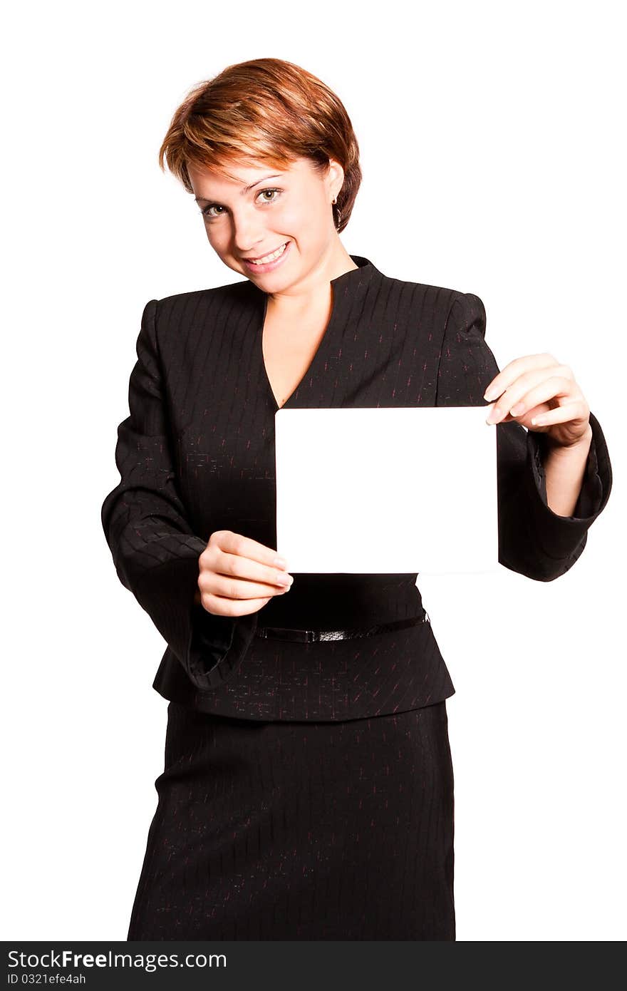 Beautiful Business Woman With Empty Card