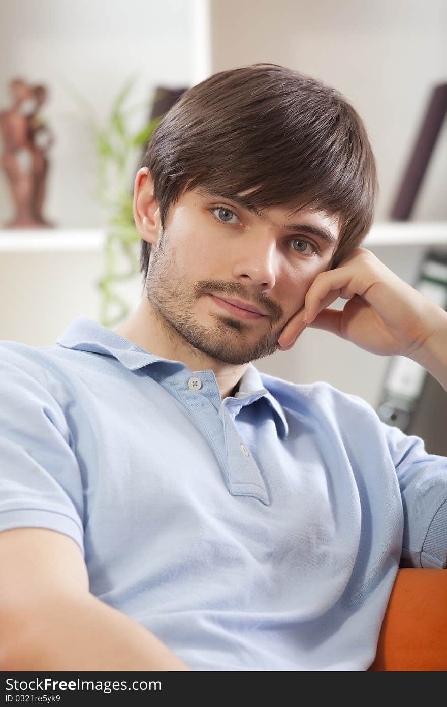 Young man at home