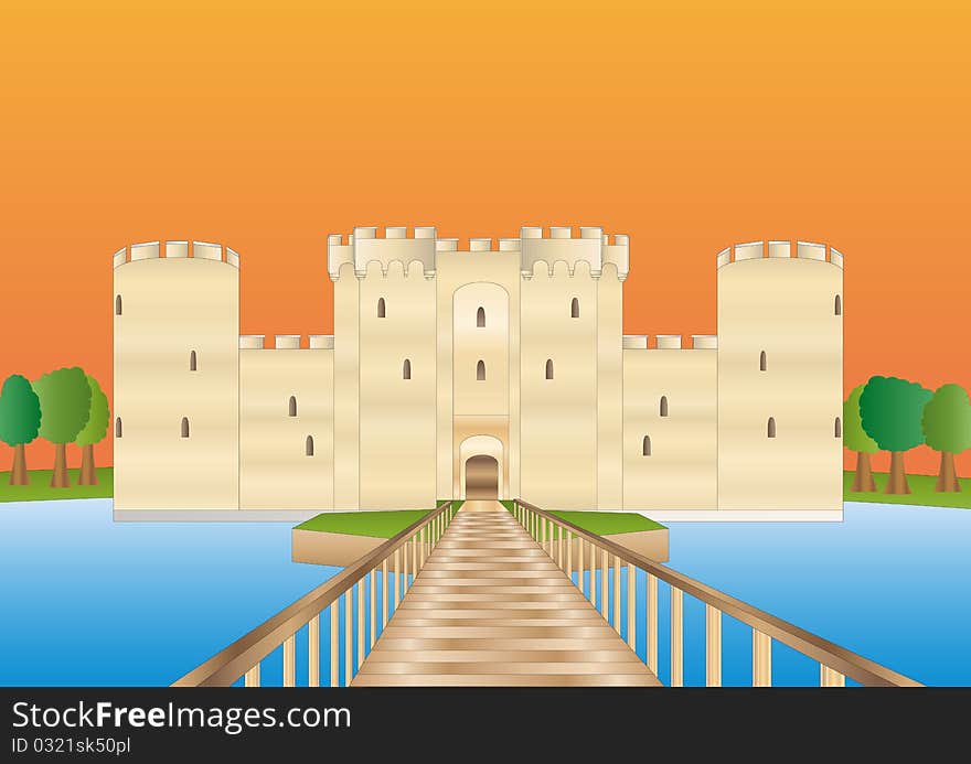 Illustration of the famous bodiam castle in sussex england. Illustration of the famous bodiam castle in sussex england