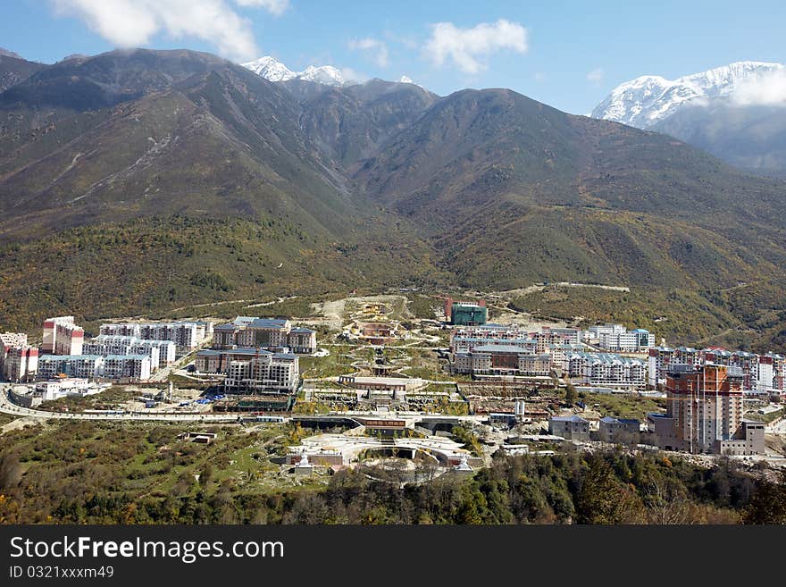 View of kangding city，china. View of kangding city，china