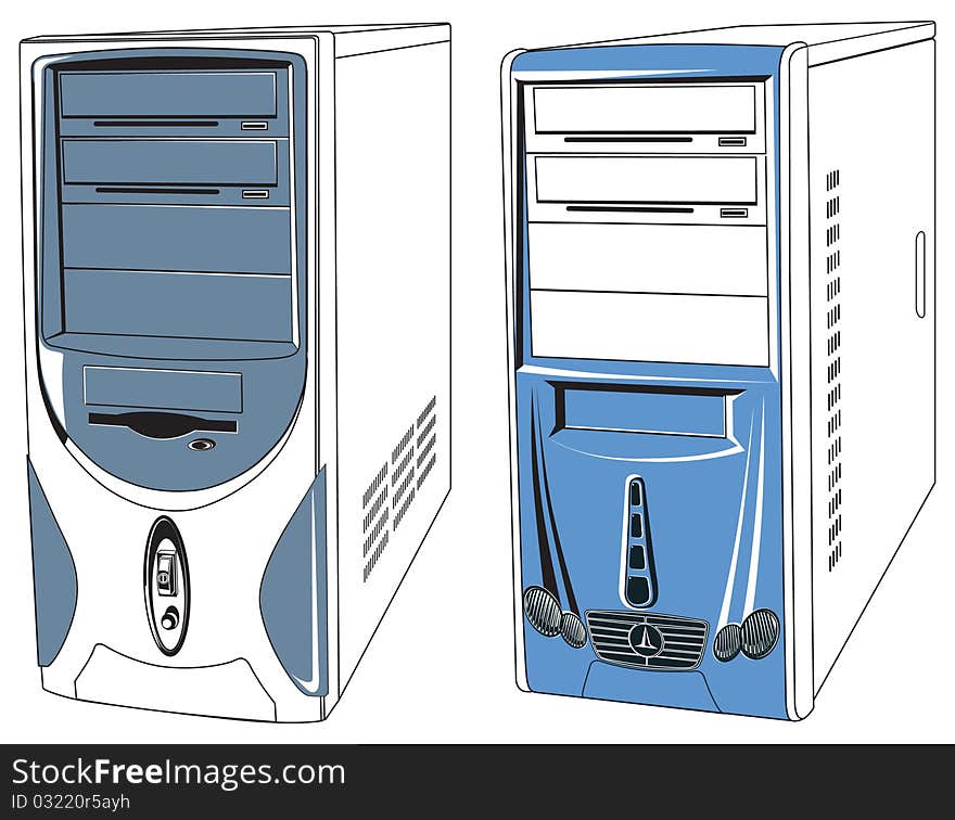 Two old-style computer case in middletower forms-factors. Two old-style computer case in middletower forms-factors